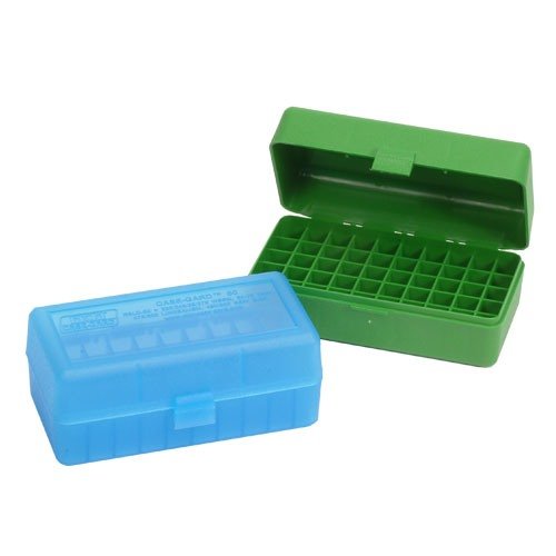 Die FLIP TOP RIFLE AMMO BOX von MTM CASE-GARD ist extrem robust, mit 25 Jahren Garantie auf den Mechanikverschluss und schützt deine Munition vor Verschütten.