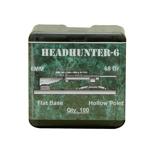 Entdecke die HEADHUNTER 6MM (0.243") Flat Base Hollow Point Geschosse 🎯 von BARTS. Perfekt für Benchrest-Wettbewerbe, 100 Stück pro Box!
