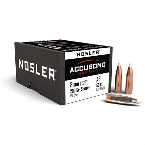 Entdecke die ACCUBOND 8MM Spitzer Geschosse von NOSLER. 🏹 Ideal für präzises Schießen mit 200gr und hervorragender Ballistik!