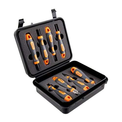 Entdecke das Lyman Universal Case Prep Accessory Set 🛠️ mit 8 Werkzeugen für die perfekte Hülsenbearbeitung. Ideal für jeden Hülsenfräser!