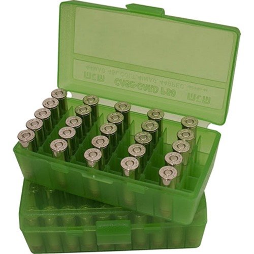 Die FLIP TOP PISTOL AMMO BOX von MTM Case-Gard bietet Platz für 50 Runden, ist stapelbar, hat einen griffigen, kratzfesten Oberflächen und eine 25 Jahre Garantie.