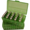 Die FLIP TOP PISTOL AMMO BOX von MTM CASE-GARD bietet eine robuste, stapelbare Lösung für deine Munition, perfekt für lange Tage auf dem Schießstand.