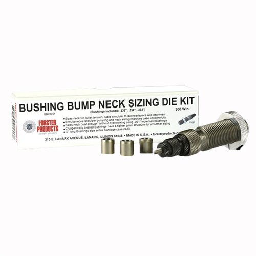 Steuere die Hülsenspannung präzise mit dem 7mm-08 Remington Bushing Bump Neck Die Kit von Forster. 🔧 Perfekt für Wiederlader!