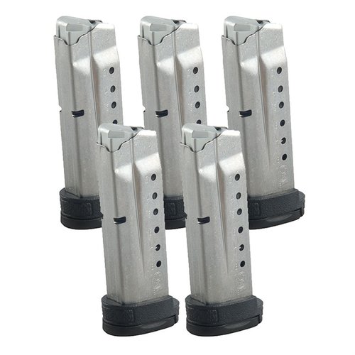 Die M&P Shield 9mm Magazine von Smith & Wesson bieten 7 oder 8 Runden Kapazität, sind aus Stahl gefertigt und haben einen verlängerten Boden für besseren Grip.