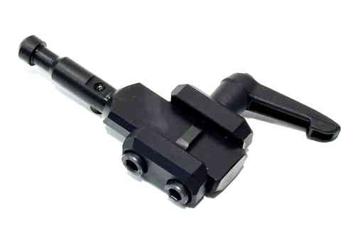 Fortmeier Zweibein Adapter Picatinny 6.00 Uhr / 12:00 Uhr optionalDieser Adapter ist bei Auslieferung auf 6:00 Uhr eingestellt und kann auf 12:00 Uhr einfach umgebaut werden.Dazu muss nur die Begrenzungsschraube des Neigungswinkels im Dorn umgetauscht werden.