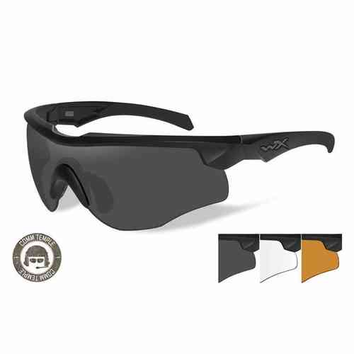 Die Wiley X Saber Sonnenbrille bietet dir optimalen Schutz mit wechselbaren Gläsern in grau, klar und orange, ideal für jeden Einsatz beim Schießen.