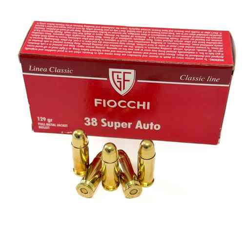 Die Fiocchi .38 Super Auto FMJ 129gr Munition bietet hohe Präzision und Zuverlässigkeit für dein Schießen. Ideal für Sport und Training, 50er Pkg.