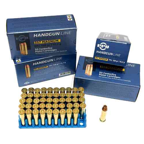 Die PPU Munition 357 Mag. 158 Grain FPJ in der 50Stk. Packung bietet hohe Präzision und Zuverlässigkeit für dein Schießen – perfekt für Sport und Jagd!